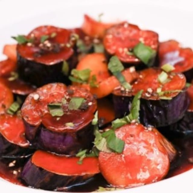 50. Ca Tim Ram Man - Braised Eggplant & Mushroom.