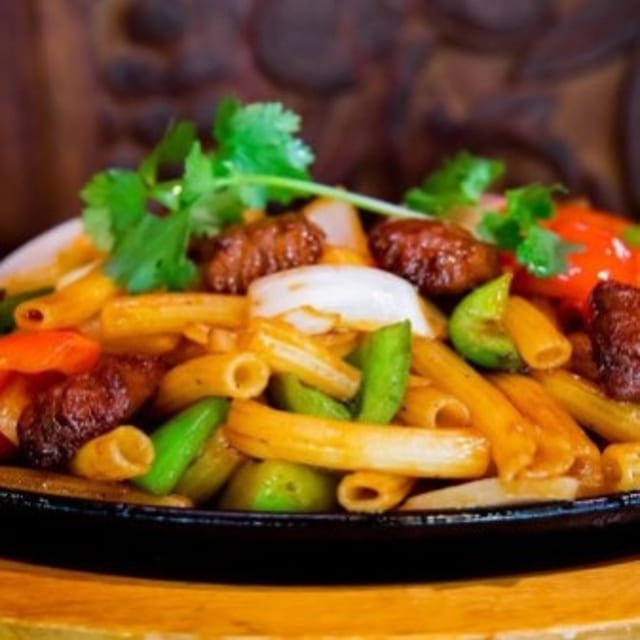 37. Nui Xao Bo - Stir-Fried Macaroni with Veggie Beef.